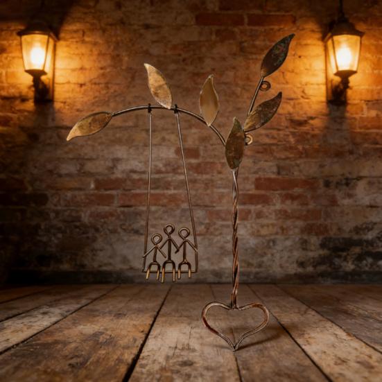Rooted in Love Swing Sculpture Iron Hanging Swing Wall Decor Rustic Farmhouse Wall Art for Bedroom Living Room Housewarmings Gift for Couple