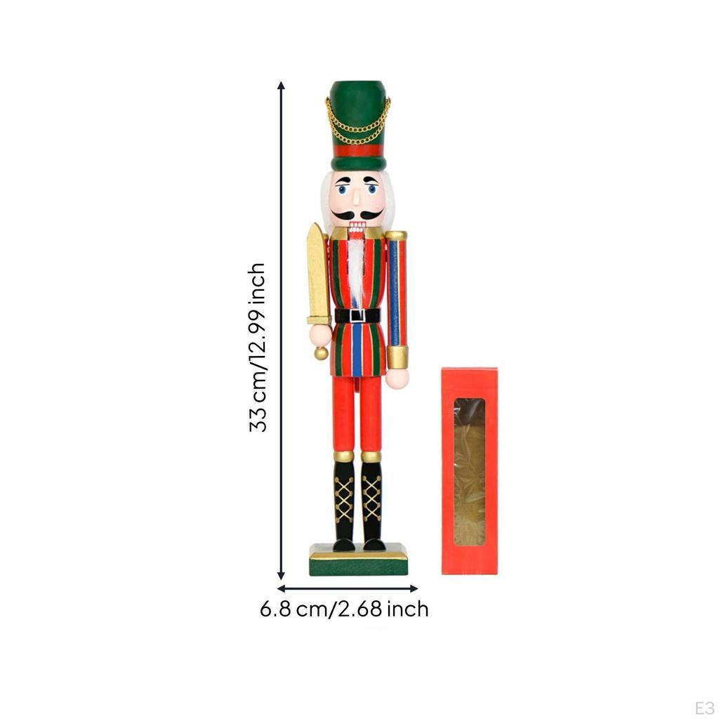Nutcracker Guard Christmas Figurine Traditional for Mantel, Bookshelf R3301