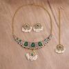 Indiase Strass Kwast Ketting en Oorbellen Set, 3-delige Etnische Mode Sieraden