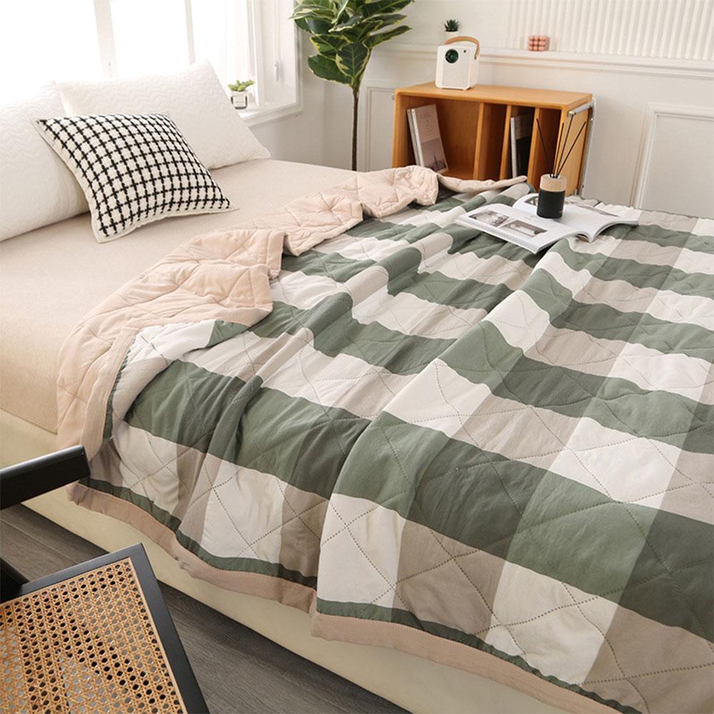 Plaid Summer Blanket Quilt Washed Cotton Air Condition Thin Comforter Blanket Bedspread For Singledouble Queen King Bed Coverlet