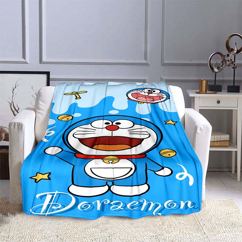 This 3D Printed Doraemon Cartoon Blanket Is a Warm and Comfortable Flannel Blanket Suitable for Bedrooms, Sofas, Beds, Chairs,