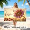 Floral Garden Theme Quick Dry Beach Towel Custom Name Text Print Large Sand Resistant Towel Beach Vacation