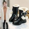Girls Warm Boots with Bow Tie Kids Snow Boots with Fur Plush Winter Fashion Children Princess Boots