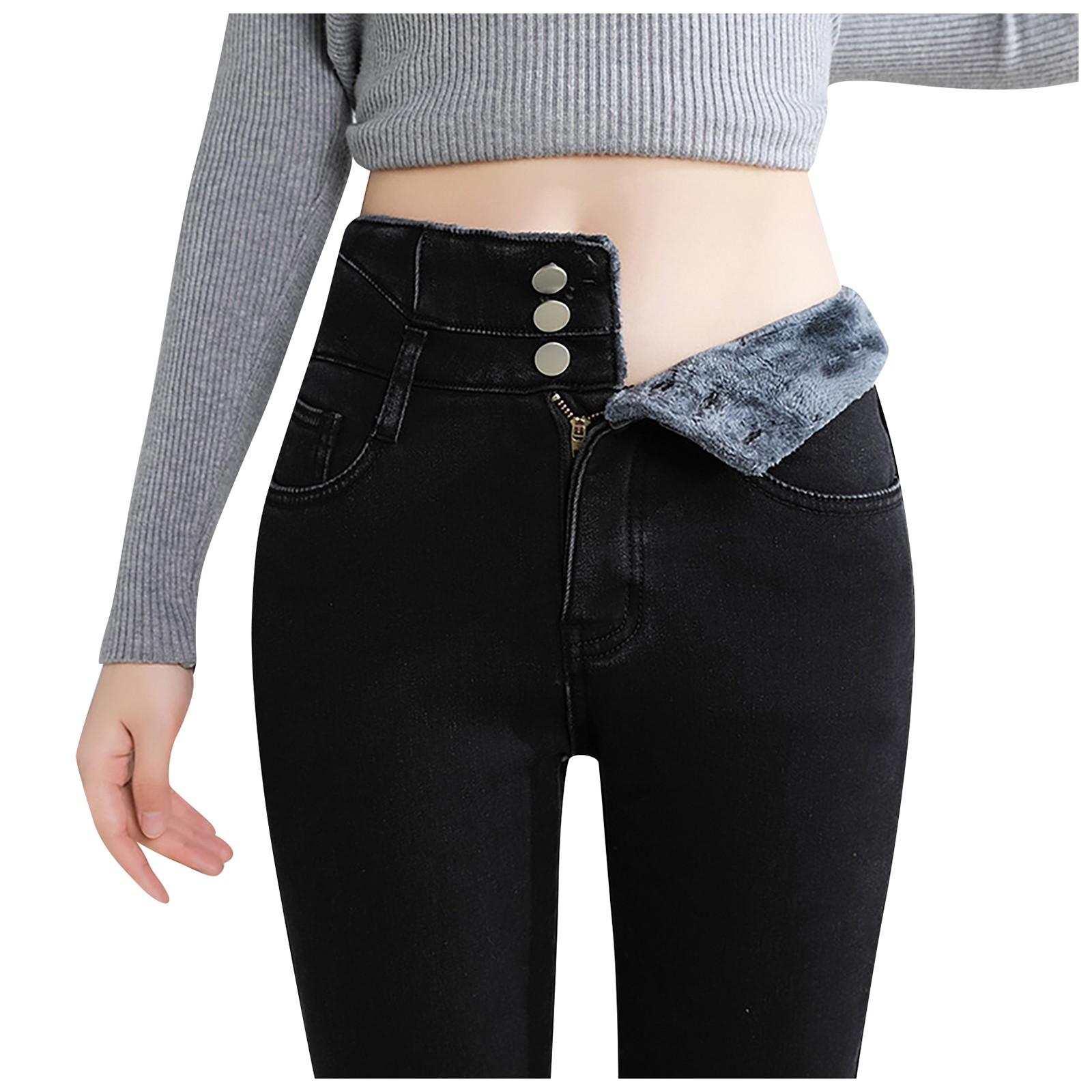 Women s Denim Plus Velvet Thick Lamb Wool Leggings Women s  And Winter High Waisted Leggings Warm Pants XXXL