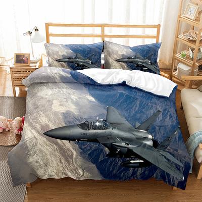 Funda Nórdica de Avión de Combate Tamaño King/Queen Set de Ropa de Cama de Avión de Combate Volador Para Niños Adolescentes Niños Funda de Colcha de Avión Moderna y Genial