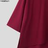 INCERUN Oversized Summer Men O Neck 3/4 Sleeve iIrregular Casual Long T-shirts Tee Tops