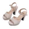 Summer new round head with wedge heel platform sandals simple and versatile fashion women's shoes