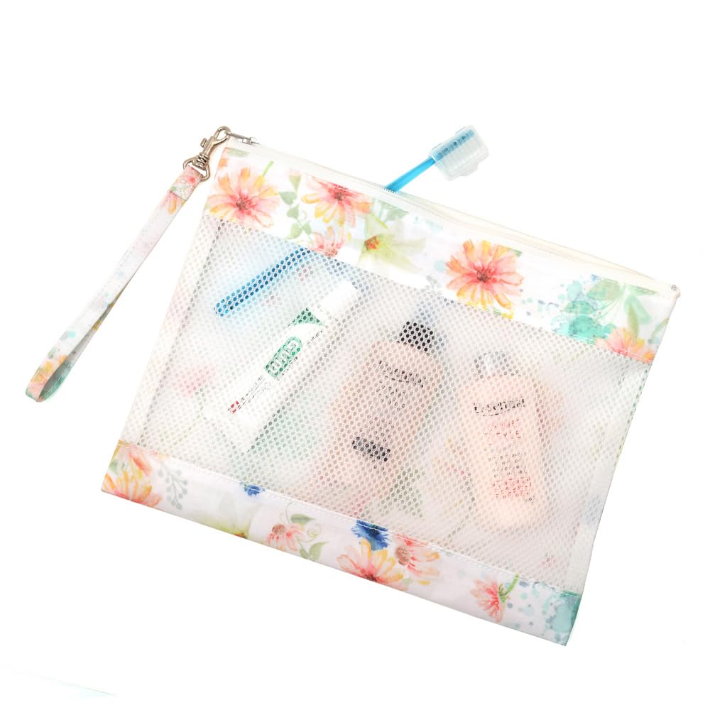 STYLE Decor Mesh Flat Pouch Pastel Stylish and Cute Set for Pocket Tissue Set, Floral, Women, W1900600-NVL2602 (Includes Pouch)