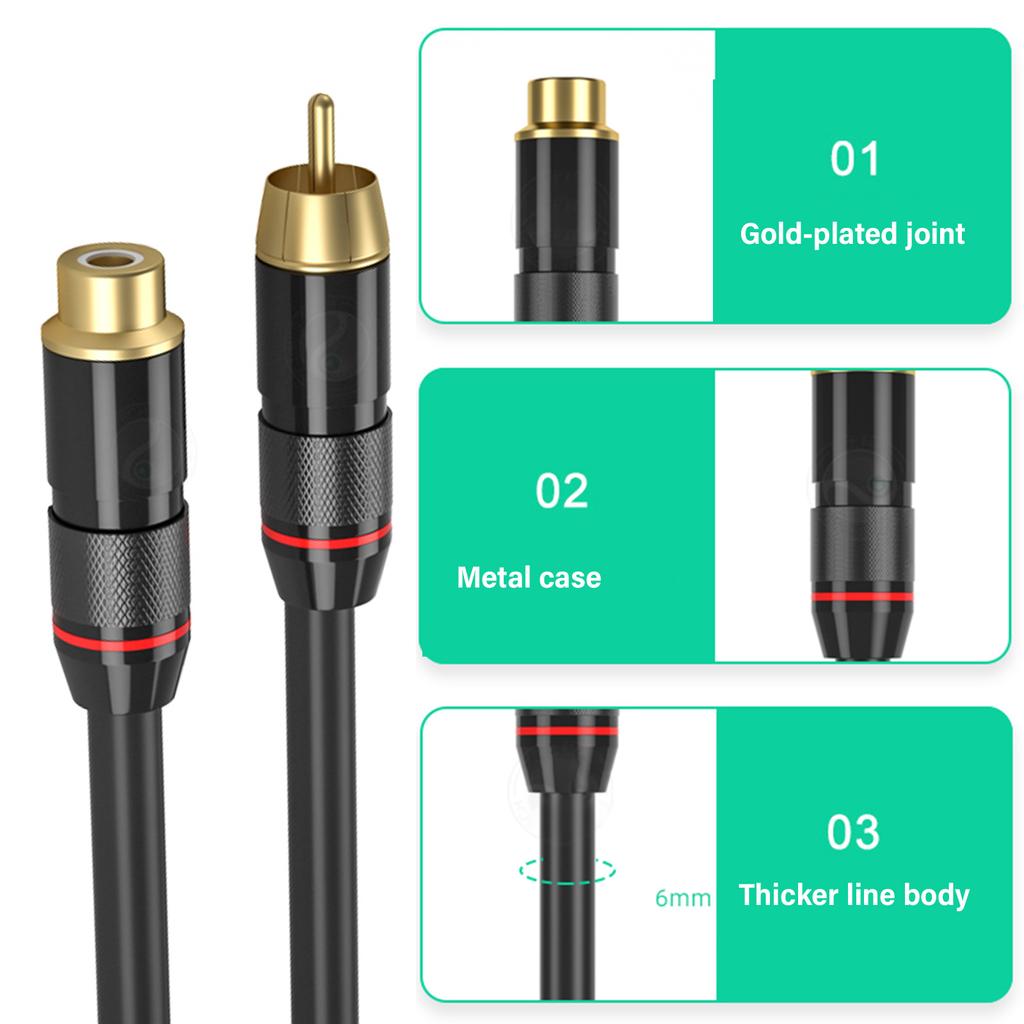 Sound Extension Cable Improved Break Resistance,for Home Theater, HiFi Connection, Subwoofer to Amplifiers Wire