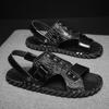 Summer Peep-toe Youth Beach Shoes Outdoor Casual Leather Sandals Dual-use Men Slippers Non-slip Male Half Drag Wading Aqua Shoes