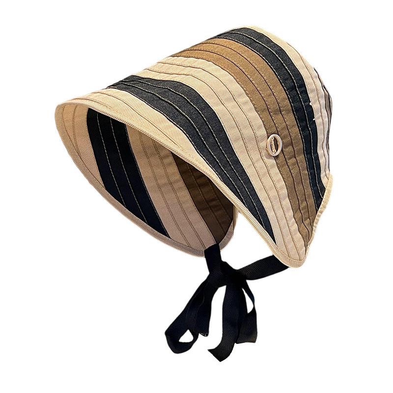 Cappello a Secchiello a Righe da Donna Estivo Protezione Solare Traspirante Casual alla Moda