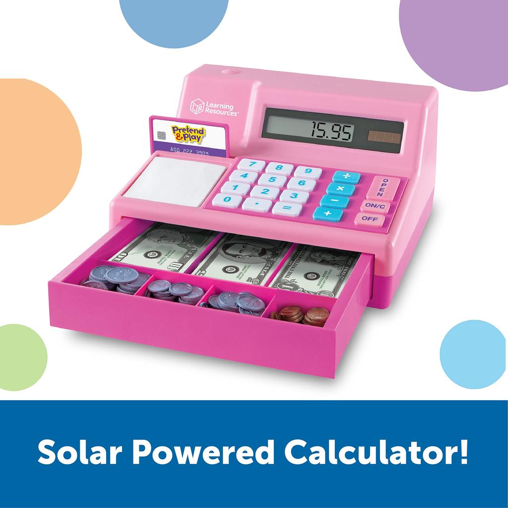 Learning Resources Toy Cash Register Pink with US Dollar LER2629P Genuine Product