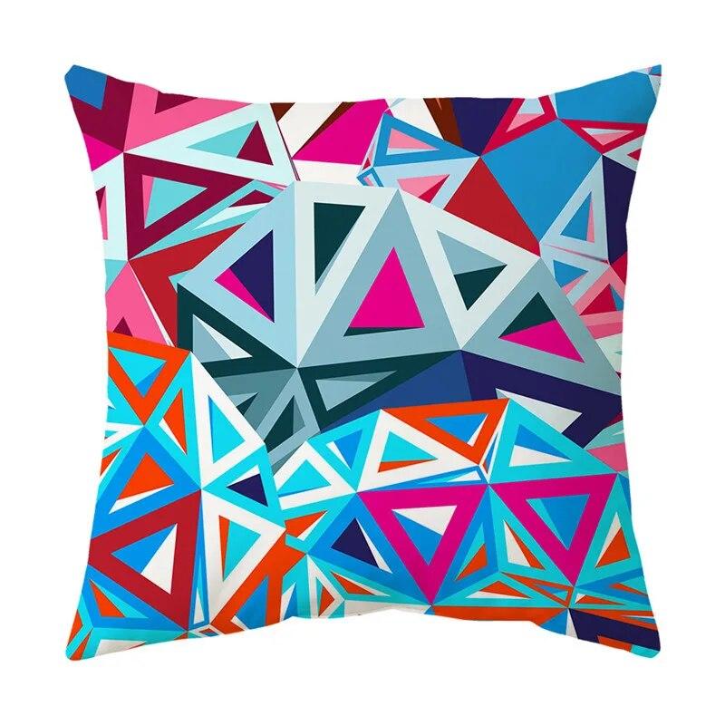 Modern Living Room Sofa Pillowcase Office Car  Colorful Geometric Line Mosaic Pattern Cushion Cover
