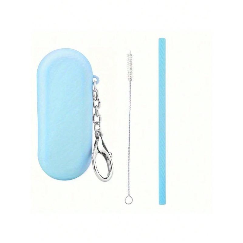 

Reusable Silicone Straws With Storage Box - Foldable & Portable, Suitable For Travel And Gatherings Blue Suit разноцветный