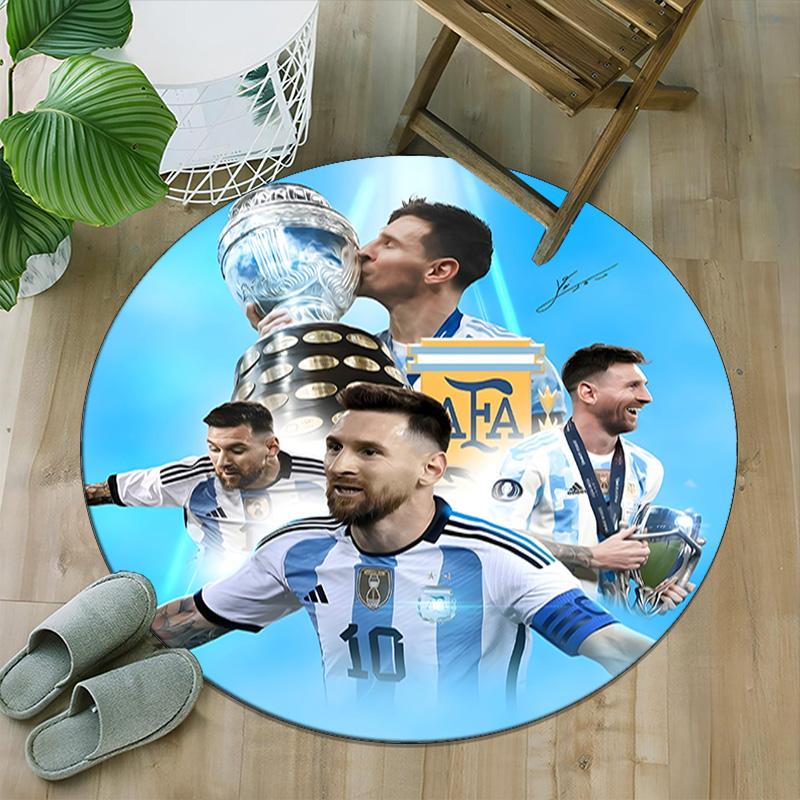1pc M-Messi1 Carpet, Round Rug, Comfortable, Suitable for Entryways, Living Rooms, Office, And Bedrooms, Christmas Decoration