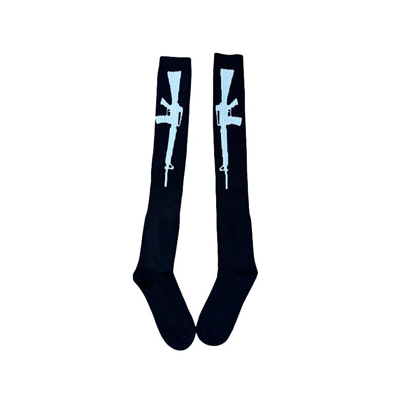 

Gothic rock punk hip hop Y2K aesthetic women s calf socks casual slim fit chic geometric print cotton socks emo girls streetwear L