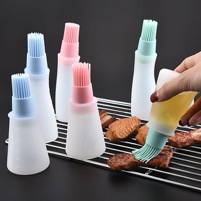 1pc Silicon Oil Honey Bottle Silicone Oiler with Brush Seasoning Sauce Brush with Scale Oil Bottle BBQ Frying Kitchenware Tools