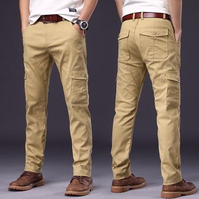 Large Size Work Trousers Men's Trousers Tide Multi-pocket Stretch Cotton Loose Straight Casual Trousers