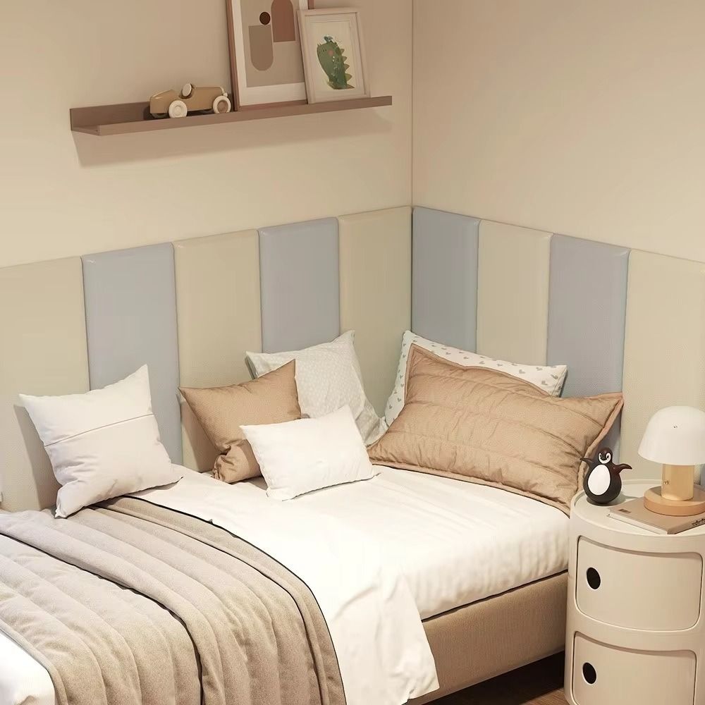 2pcs Leather 3D Wall Sticker Self Adhesive Soft Wall Panels  Room Headboard