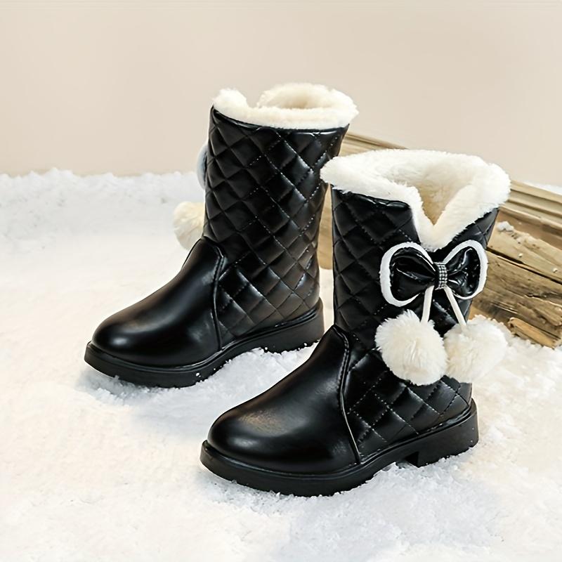 Snow Boots Girls Winter Thick Warm Princess Short Boots Older Girls Easy On Thick Warm Snow Boots Little Girls