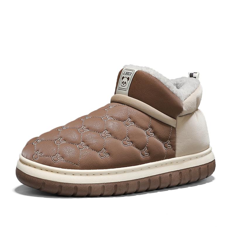 New Fashion Winter Cotton Shoes for Men Warm Waterproof Snow Boots Casual Leather Ankle Boots for Men Thick Bottom Slip Ons Boot