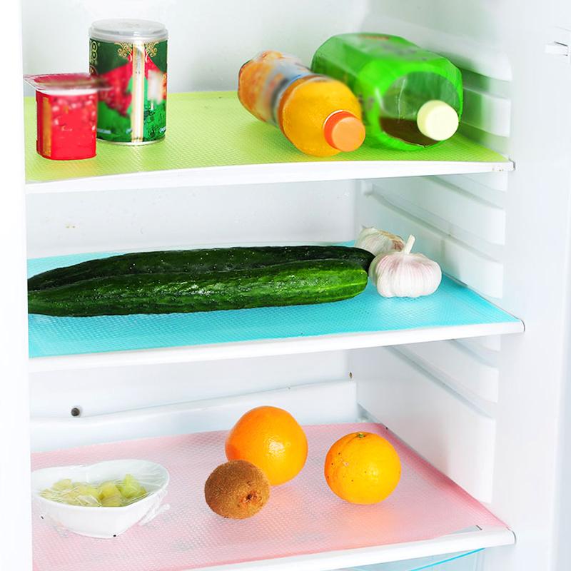 4PCS Anti-oil Mildew Washable EVA Waterproof Refrigerator Liner Mat Heat-insulat Cabinet Drawer Placemat Table Placemats