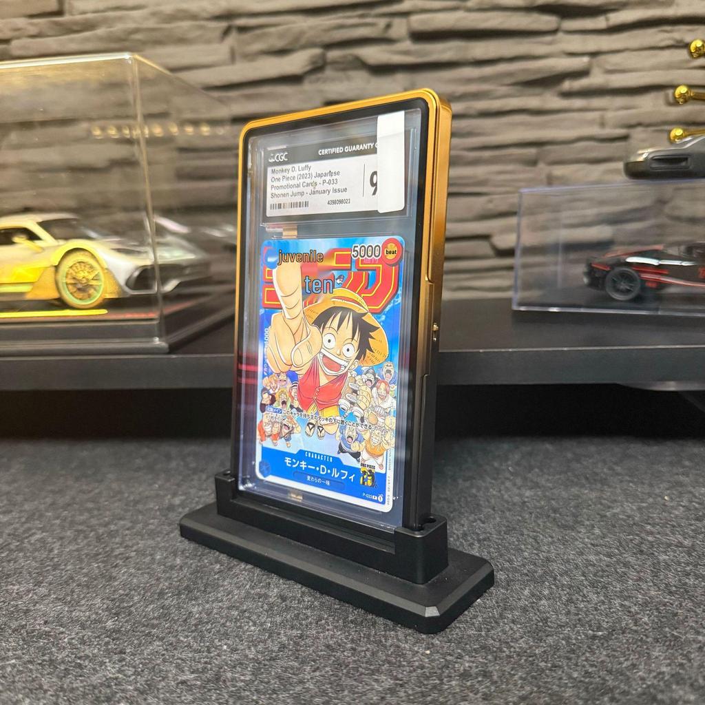 PSA Universal Graded Card Sleeve - Glossy Metal Snap-On Protective Case with Stand (Drop & Dust-Proof)