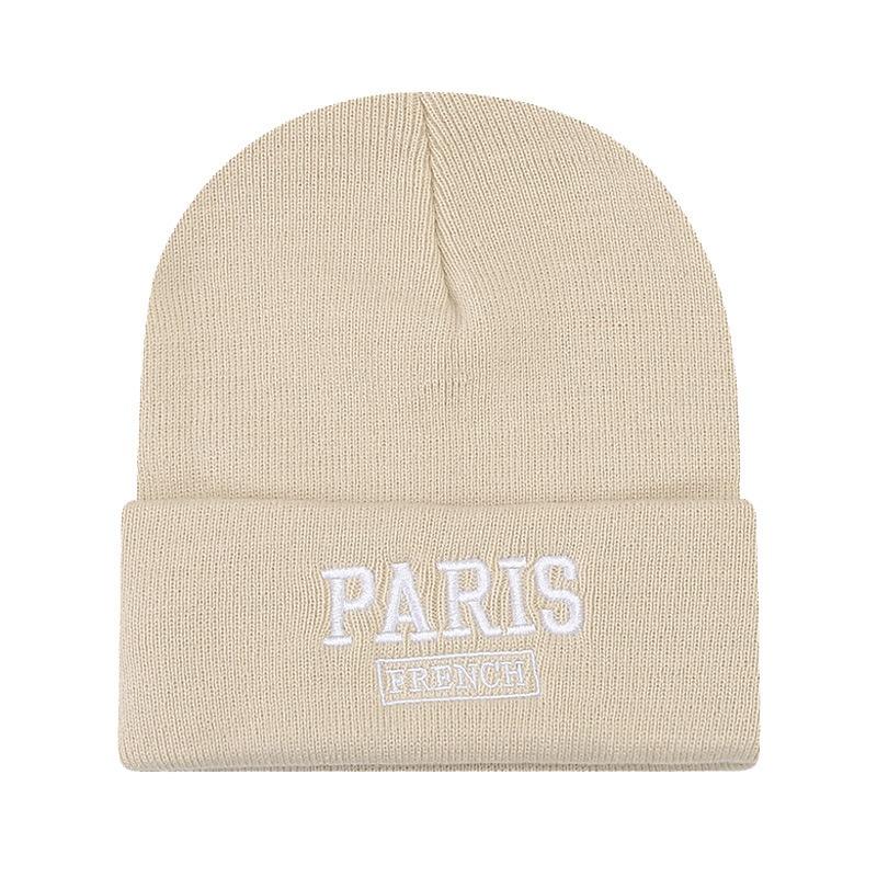 Large Version Knitted Hat Female Face Small Embroidered Letters Wool Pullover Hat Big Head Circumference Street Tide Hat