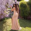 European and American Foreign Trade Apricot Fish Bone Slim Evening Dress High-end Adult Ceremony Dating Banquet Long Tube Top Dress