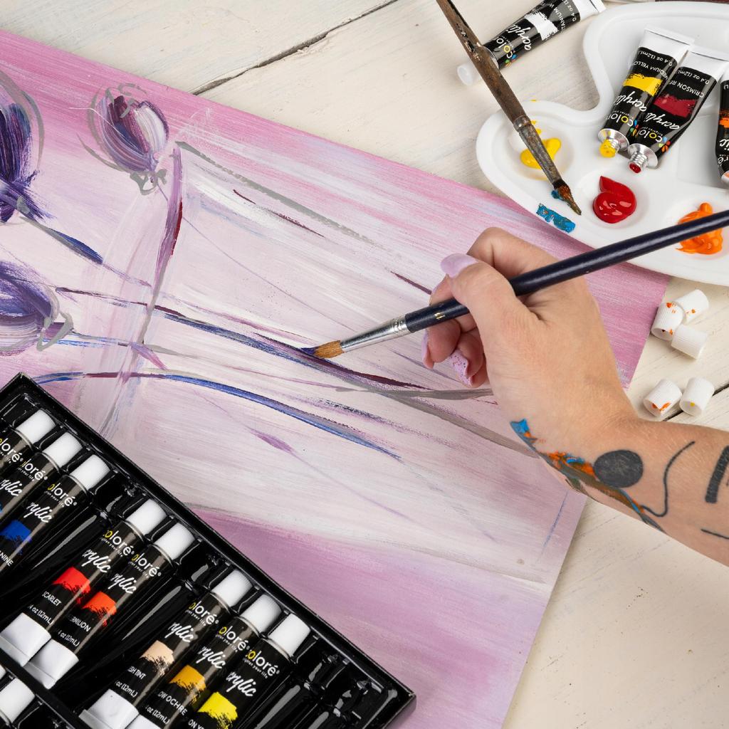 Farby Akrylowe W Tubce Profesjonalne Komplet Zestaw Naj Kolory 24 X 12Ml