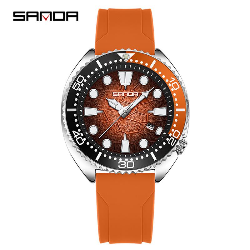 Sanda Men's Quartz Wristwatch with Rotating Bezel and Lava Dial – Fashionable Business Accessory