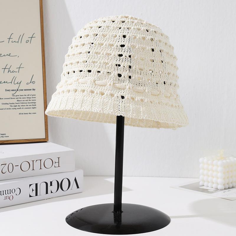 

Летняя шляпа женская вязаная нишевый дизайн шляпа-ведро солнцезащитная шляпа универсальная однотонная панама average size