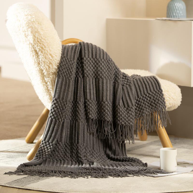 Light Luxury Solid Color Sofa Blanket - Air Conditioning, Decorative, Office Nap, Homestay, Autumn/Winter Use