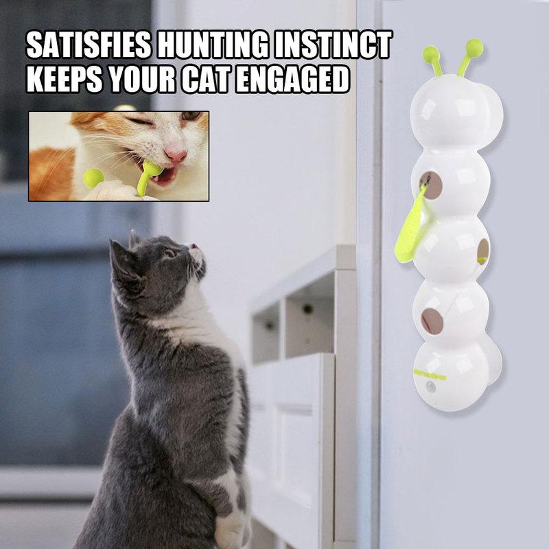 Intelligent Interactive Cat Toy Motion Activated Wack A Worm Post Toy With Tail Automatic Emerging from The Hole Teasing Cat Toy