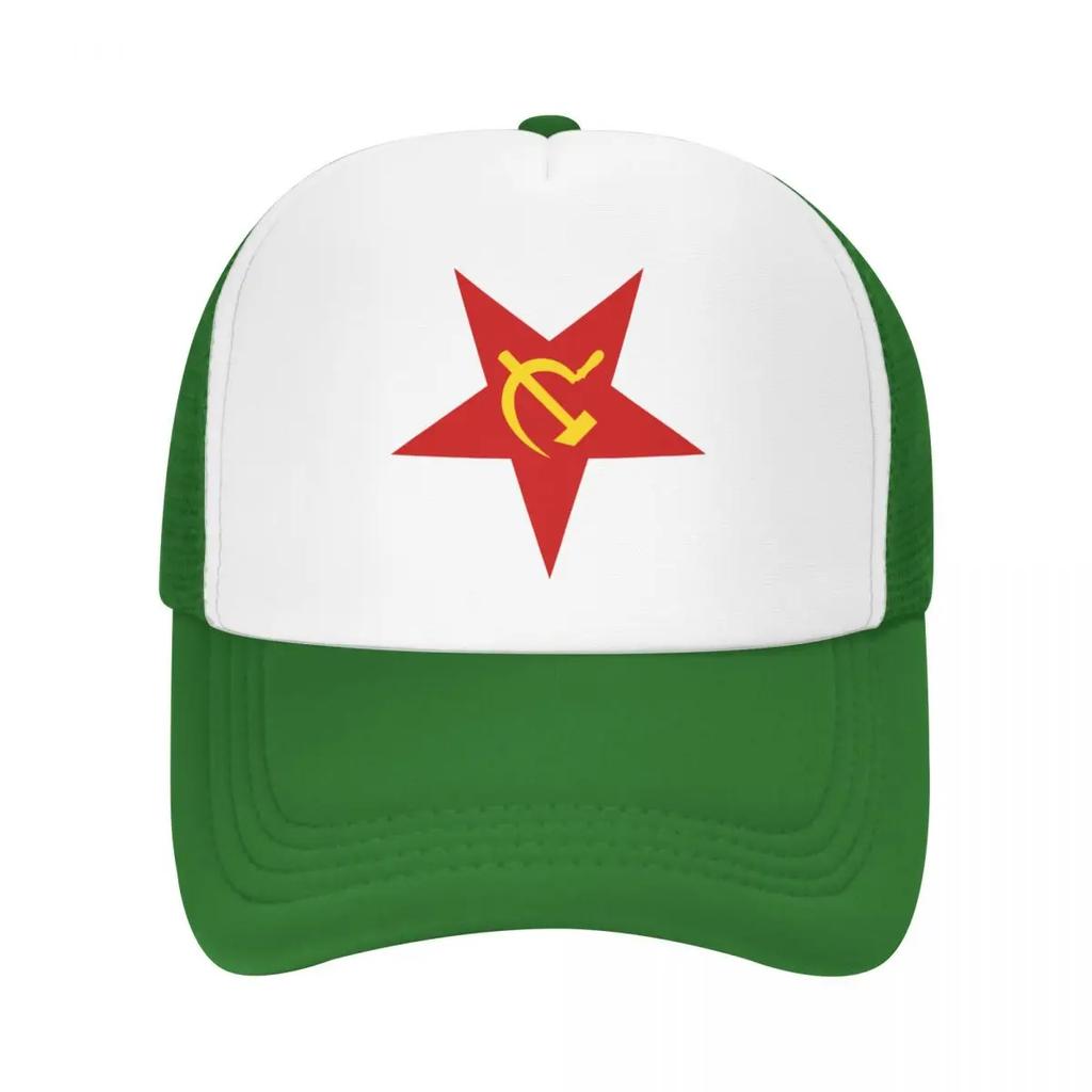 Custom Punk Soviet Union Red Star Hammer And Sickle Baseball Cap CCCP USSR Flag Trucker Hat Sun Protection Snapback Trucker Cap