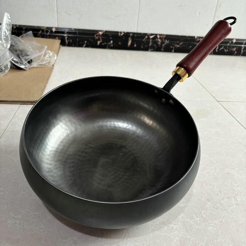 WuTuo Traditional Hand-Forged Wrought Iron Non-Stick Wok