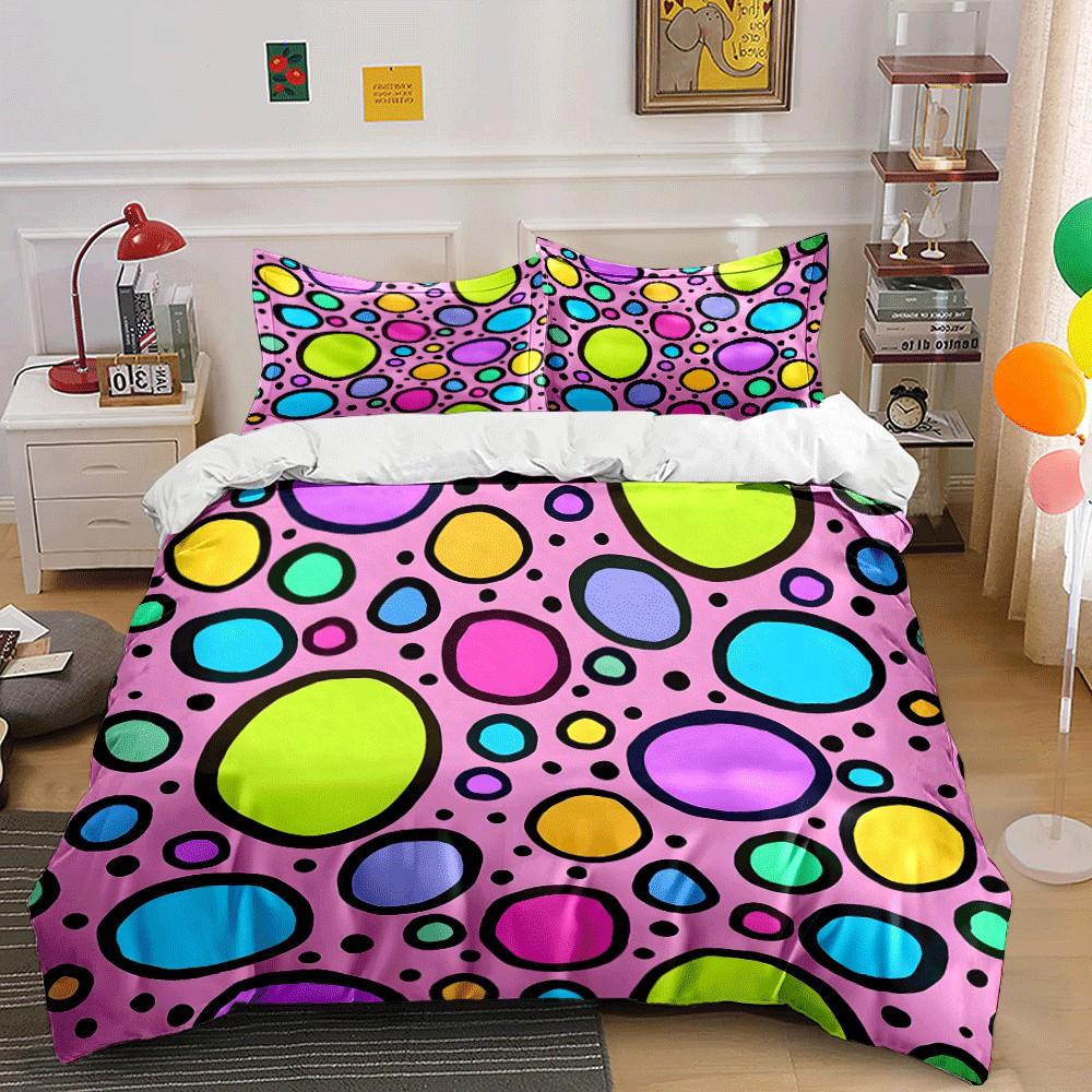 Colorful Polka Dot Three-Piece Set Exquisite Three-Piece Bedding Set Gift For Kids And Adults
