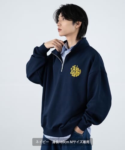 [IMPROVES] [SIDEWAYSTANCE] Embroidered Logo Fleece Half-Zip Sweatshirt