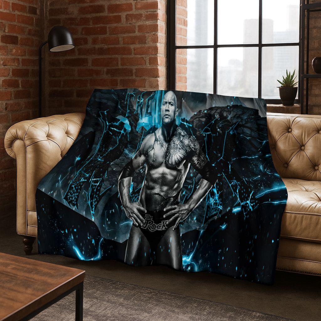 Strong The Rock Dwayne Johnson Art Flannel Blanket,Cozy Soft Throw Blanket for Home Bedroom Bed Sofa Picnic Office Cover Gift