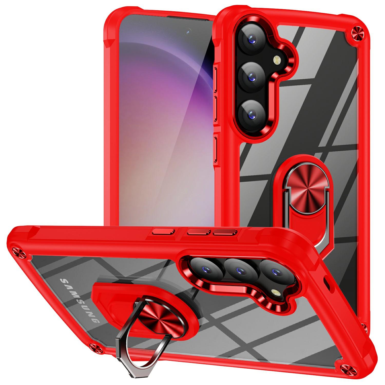 

For Samsung Galaxy S26+ Case Alloy Lens Frame PC + TPU Kickstand Phone Back Cover