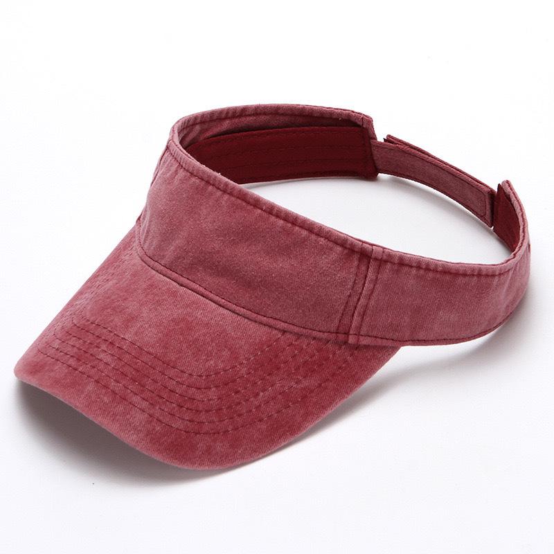 Unisex Wash Denim Embroidered Logo Visor Hat - Breathable Sun Protection for Sports