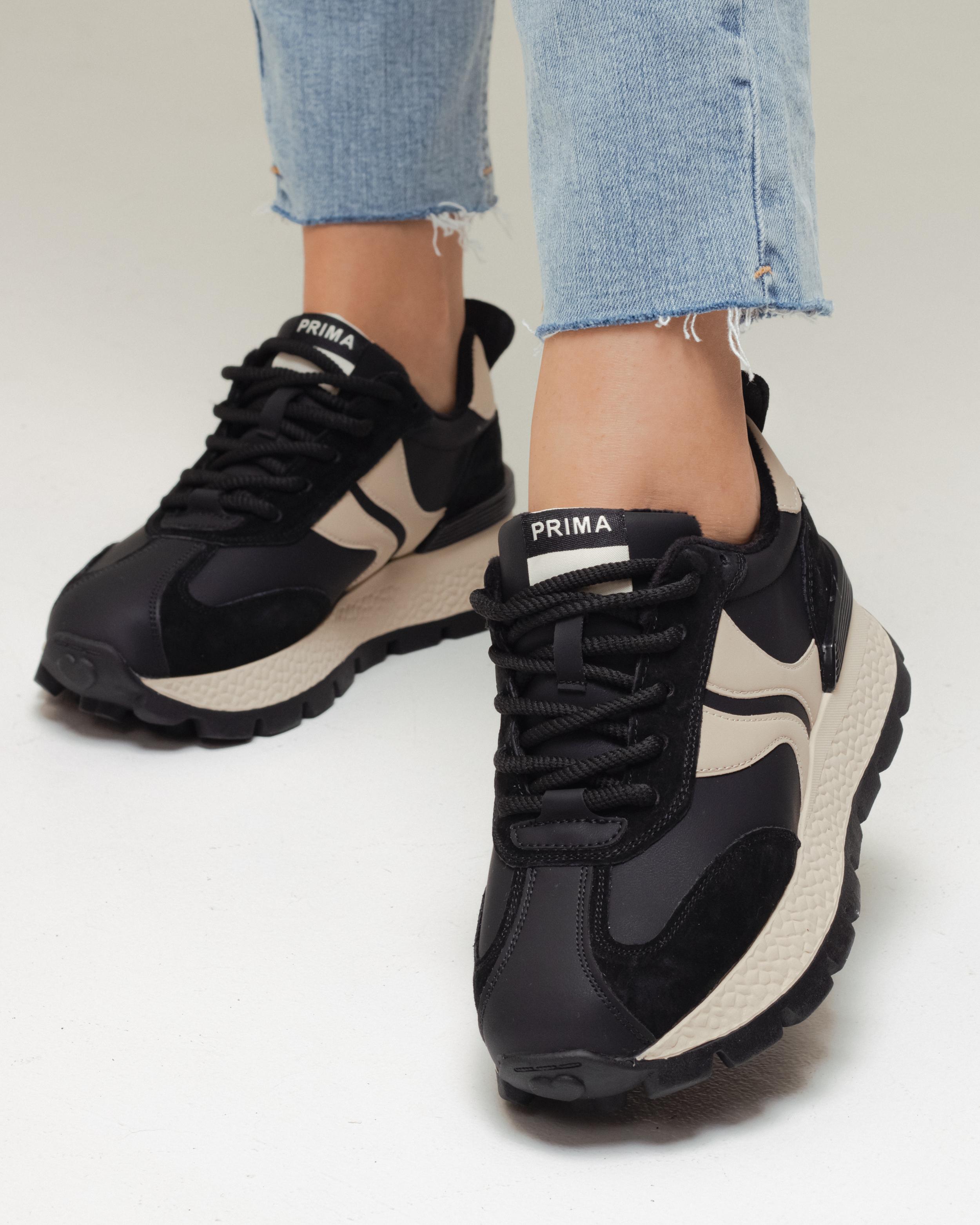 

Кросівки на платформі Prima d Arte 2962 36 чорно-бежева шкіра 38 кавовий