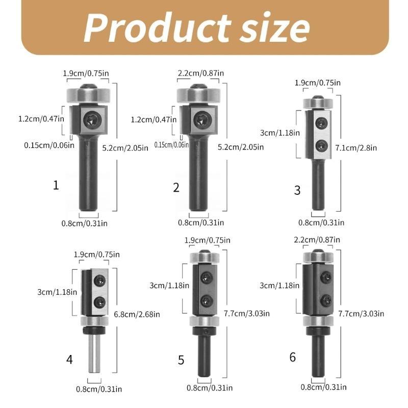 Reversible Plates Flush Cutter 8 mm Shank, Flush Cutter with 2-Sided Interchangeable Carbides Flush Trimming Router Bit