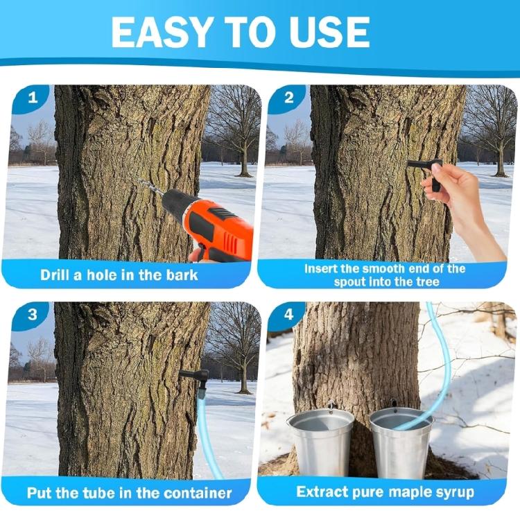 12pcs Durable Plastic Tree Tap With 39ft Sap Hose Bulk Fluid Collection Equipment For Easy Springtimes Syrup Gathering