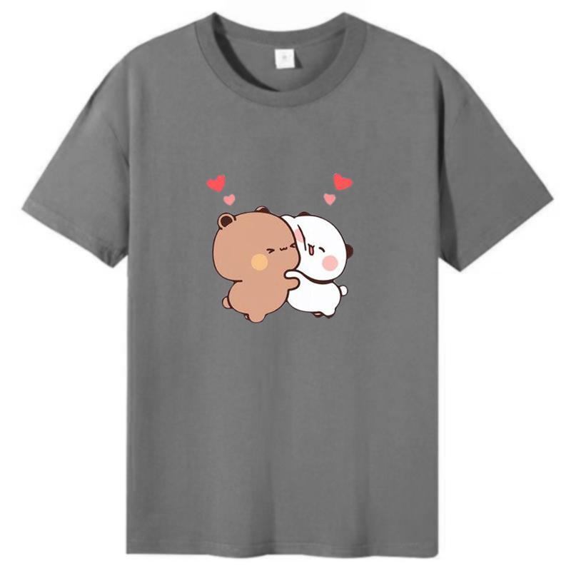 Women Panda Bear Cartoon T Shirt Cute Tshirts Cotton Short Sleeve Girls Print Tees O-Neck Kawaii Tops Casual