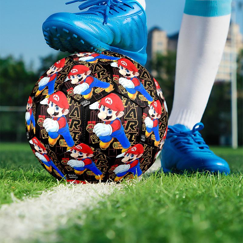 Super Mario Print Size 5 Soccer Ball, PU Wear Resistant Football for Match Training and Daily Practice, Birthday Gift for Soccer Fans