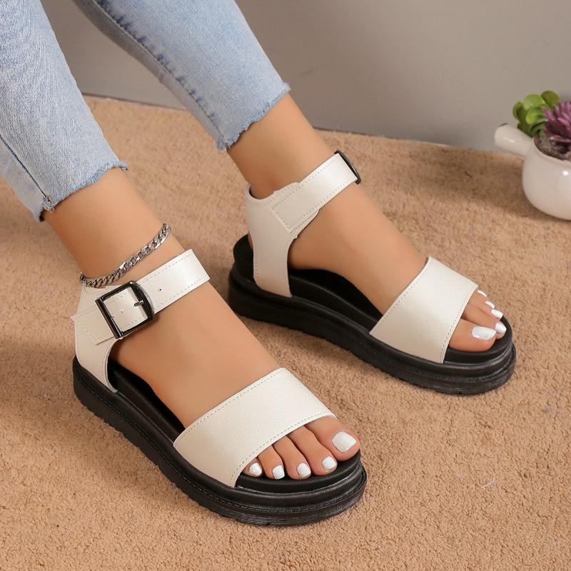 New Large-sized Solid-colored Thick-soled Sandals