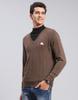 MONTE CARLO Mens Solid Brown V Neck Full Sleeve Pullover
