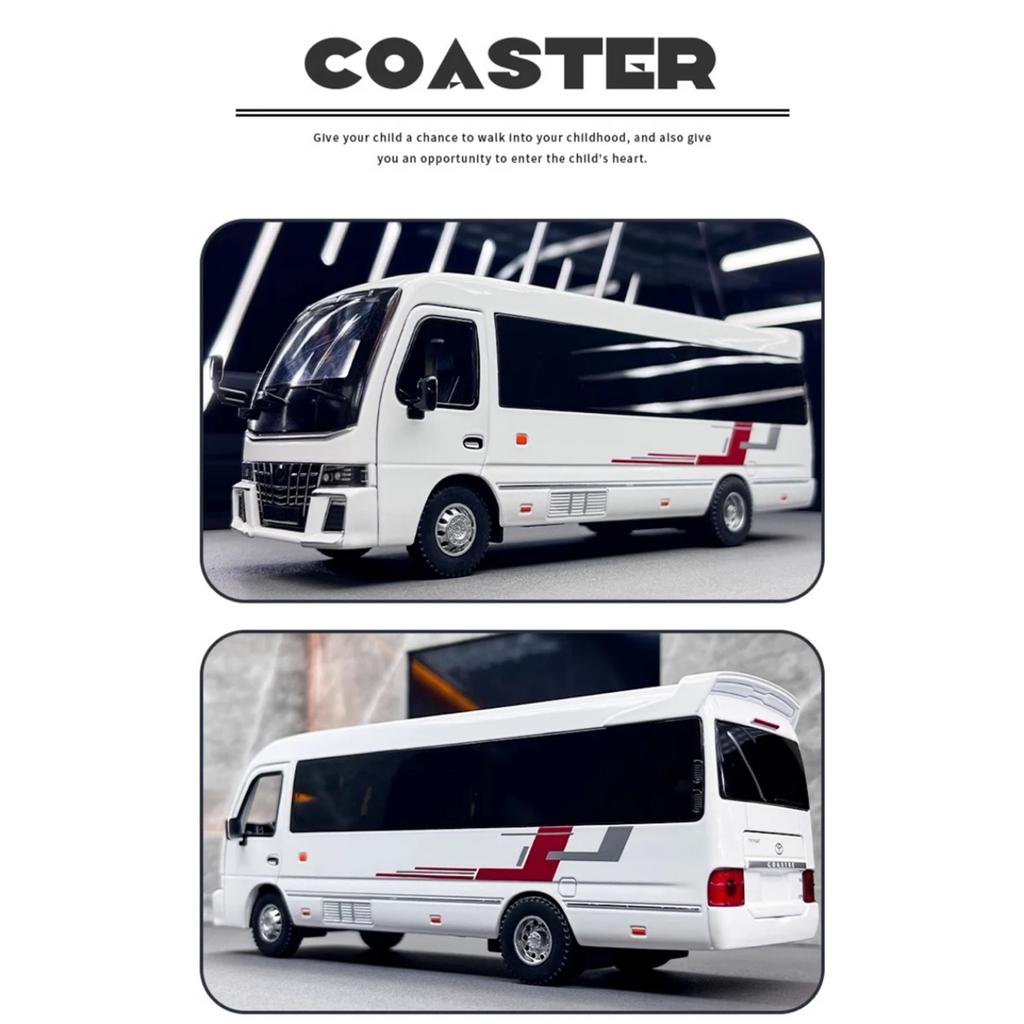 1/32 Toyota Coaster Legierung Luxus Bus Automodell Diecasts Metall Reisebus Fahrzeuge Automodell Simulation Sound und Licht Kinderspielzeug Geschenk