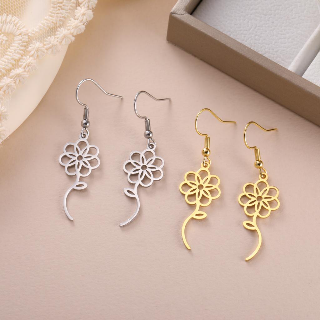 Cazador Blumen Hängeohrringe für Damen Mädchen 2026 Schmuck Edelstahl Hängeohrringe Muttertagsgeschenke Neu Großhandel